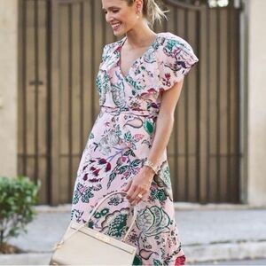 Tory Burch Pink Floral Midi Dress